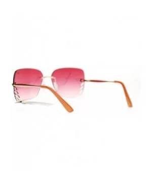 Whisker Vent Lens Luxury Designer Fashion Rimless Sunglasses - Gold Red - C011ATATHZF $6.66 Rimless