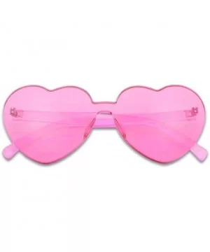 Overisized Novelty Transparent Once Piece Colorful Heart Shape Sunglasses - Magenta - CQ180L0SEL6 $7.30 Round