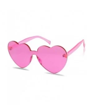 Overisized Novelty Transparent Once Piece Colorful Heart Shape Sunglasses - Magenta - CQ180L0SEL6 $7.30 Round