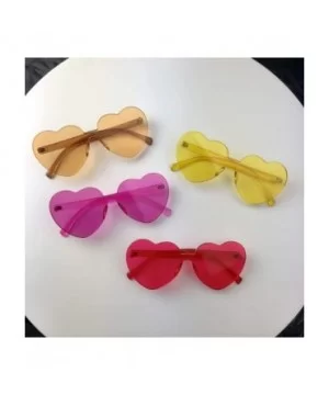 Overisized Novelty Transparent Once Piece Colorful Heart Shape Sunglasses - Magenta - CQ180L0SEL6 $7.30 Round