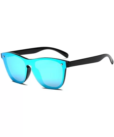 Blenders Sunglasses Polarized Sunglasses - Rimless Mirrored Lens Sunglasses JH9004 - Black Frame Blue Mirror - CE18L5XXEQD $7...