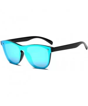 Blenders Sunglasses Polarized Sunglasses - Rimless Mirrored Lens Sunglasses JH9004 - Black Frame Blue Mirror - CE18L5XXEQD $7...