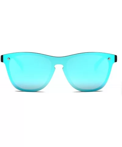 Blenders Sunglasses Polarized Sunglasses - Rimless Mirrored Lens Sunglasses JH9004 - Black Frame Blue Mirror - CE18L5XXEQD $7...