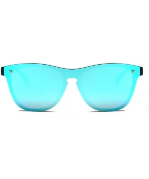 Blenders Sunglasses Polarized Sunglasses - Rimless Mirrored Lens Sunglasses JH9004 - Black Frame Blue Mirror - CE18L5XXEQD $7...