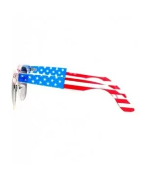 Mirror Lens Patriotic USA Flag Print Half Rim Sunglasses - Clear Smoke - CB12HVJR82H $6.11 Wayfarer