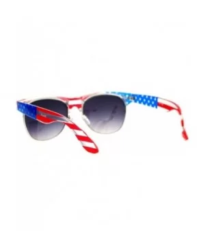 Mirror Lens Patriotic USA Flag Print Half Rim Sunglasses - Clear Smoke - CB12HVJR82H $6.11 Wayfarer