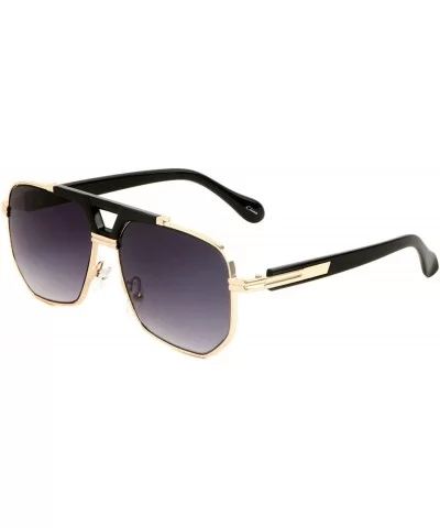 Gazelle Viceroy Square Retro Luxury Aviator Sunglasses - Black & Rose Gold Frame - C118YAI7ADS $7.35 Aviator