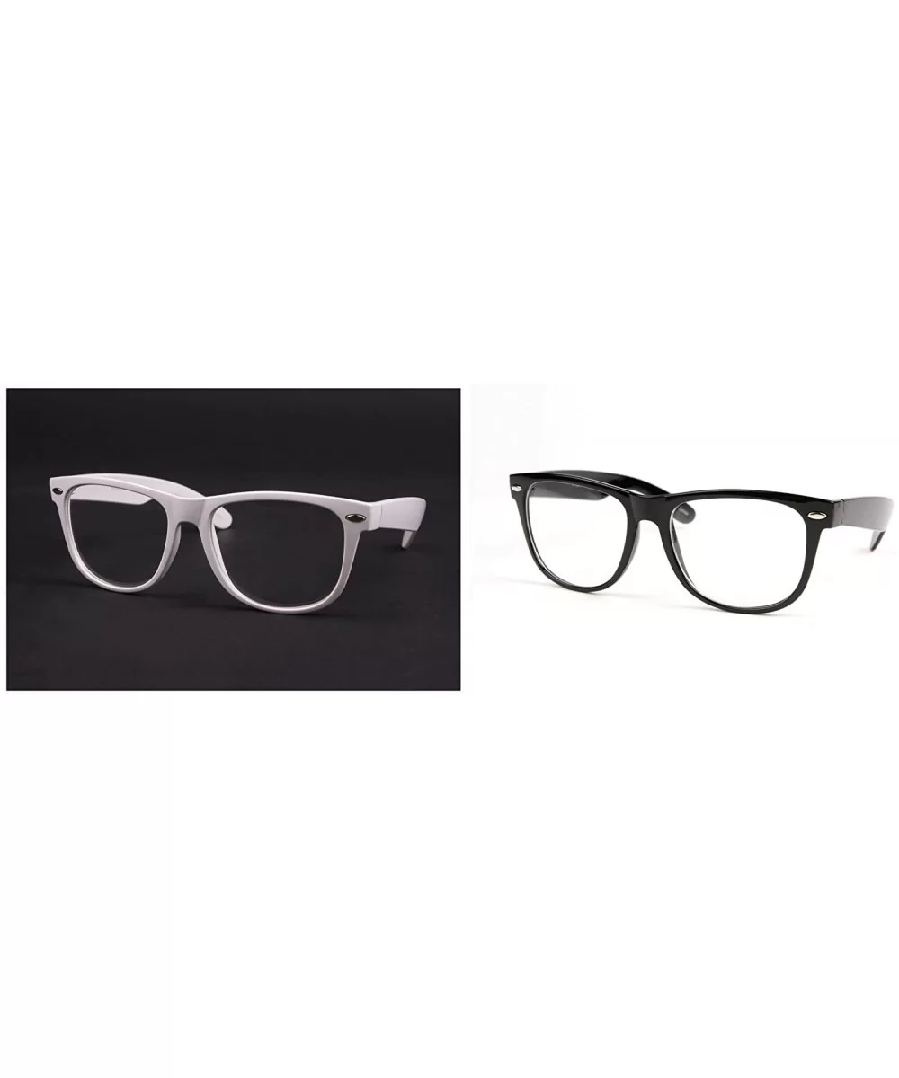 Clear Lens Fashion Wayfarer Vintage Retro Style Glasses P715CL (Mid-Small Size) - 2 Pcs White & Black - CX11AEJ2FGF $13.68 Wa...