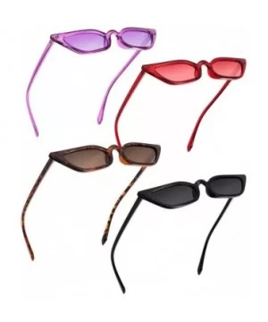 Retro Small Cat Eye Sunglasses Vintage Square Shade Women Cute Skinny Cat Eye Eyewear (4 Pairs) - CN18NHW2O64 $8.23 Semi-rimless