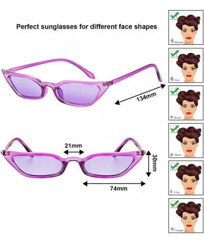 Retro Small Cat Eye Sunglasses Vintage Square Shade Women Cute Skinny Cat Eye Eyewear (4 Pairs) - CN18NHW2O64 $8.23 Semi-rimless