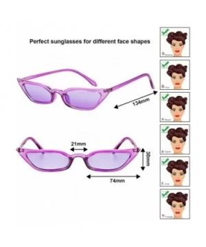 Retro Small Cat Eye Sunglasses Vintage Square Shade Women Cute Skinny Cat Eye Eyewear (4 Pairs) - CN18NHW2O64 $8.23 Semi-rimless