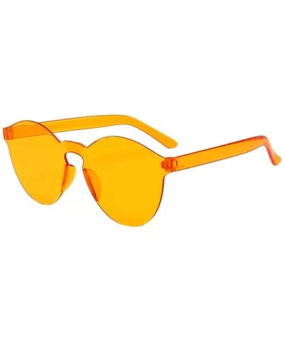 Rimless Sunglasses Women Transparent Candy Color Tinted Frameless Glasses Eyewear (F) - F - CJ190352SEN $6.59 Aviator