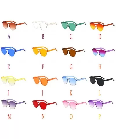 Rimless Sunglasses Women Transparent Candy Color Tinted Frameless Glasses Eyewear (F) - F - CJ190352SEN $6.59 Aviator