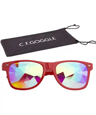 Kaleidoscope Glasses Festival Cosplay Rainbow Prism Sunglasses Goggles - black+red(square) - CN18QYT7MUL $22.03 Round