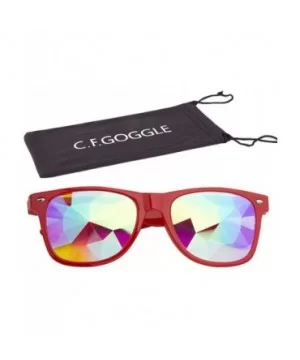 Kaleidoscope Glasses Festival Cosplay Rainbow Prism Sunglasses Goggles - black+red(square) - CN18QYT7MUL $22.03 Round