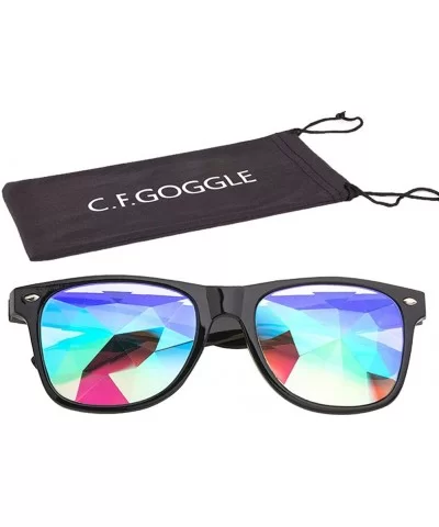 Kaleidoscope Glasses Festival Cosplay Rainbow Prism Sunglasses Goggles - black+red(square) - CN18QYT7MUL $22.03 Round