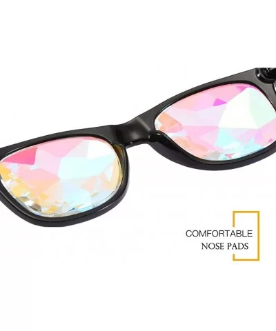 Kaleidoscope Glasses Festival Cosplay Rainbow Prism Sunglasses Goggles - black+red(square) - CN18QYT7MUL $22.03 Round