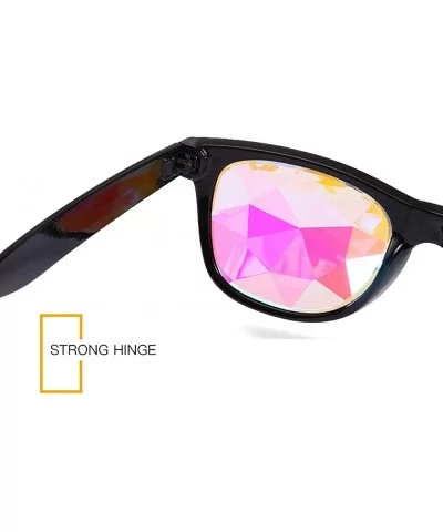 Kaleidoscope Glasses Festival Cosplay Rainbow Prism Sunglasses Goggles - black+red(square) - CN18QYT7MUL $22.03 Round