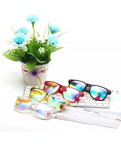 Kaleidoscope Glasses Festival Cosplay Rainbow Prism Sunglasses Goggles - black+red(square) - CN18QYT7MUL $22.03 Round