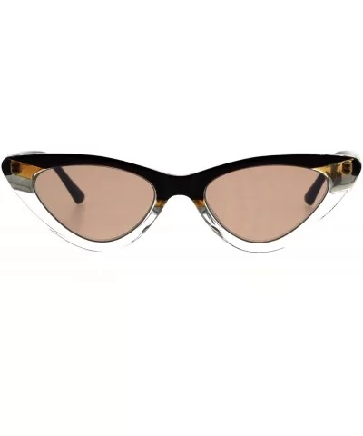 Womens 2-Tone Retro Vintage Cat Eye Gothic Narrow Plastic Sunglasses - Brown - CJ18H4LT0CU $7.05 Cat Eye