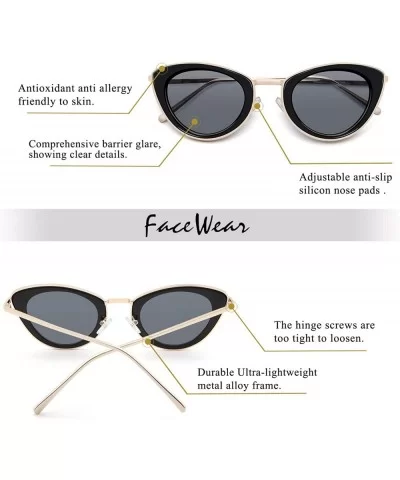 Cat Eye Sunglasses for Women Mirrored Flat Lens Metal Frame Fashion Glasses FW3005 - C1-black/Gray Lens - C818L778R8Y $10.24 ...