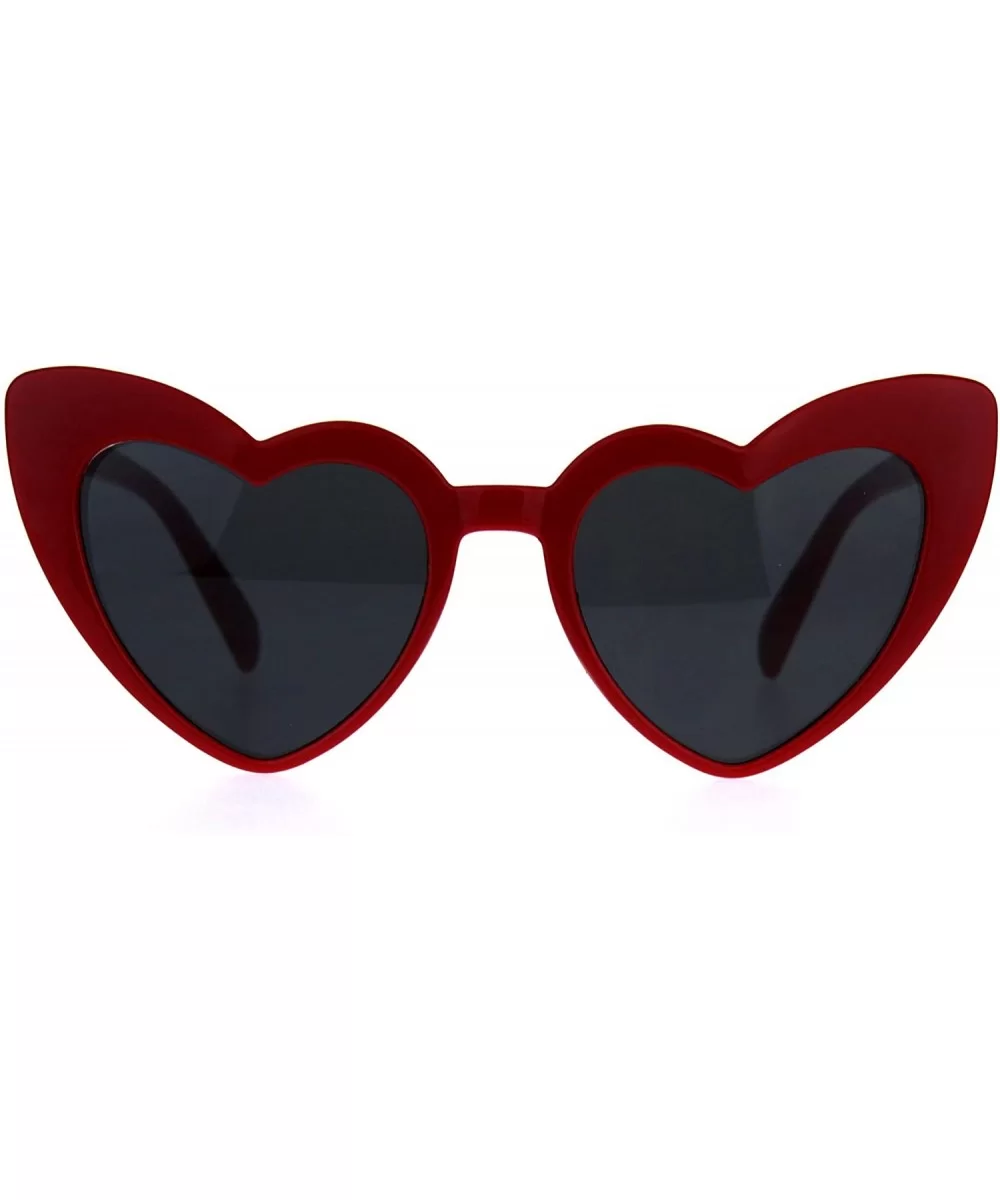 Womens Mod Heart Shape Plastic Funk Sunglasses - Red Black - CV180ZAN0LY $8.72 Round