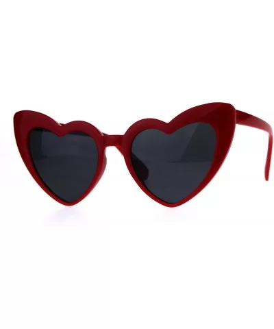 Womens Mod Heart Shape Plastic Funk Sunglasses - Red Black - CV180ZAN0LY $8.72 Round