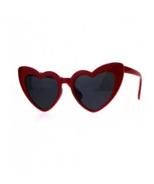 Womens Mod Heart Shape Plastic Funk Sunglasses - Red Black - CV180ZAN0LY $8.72 Round