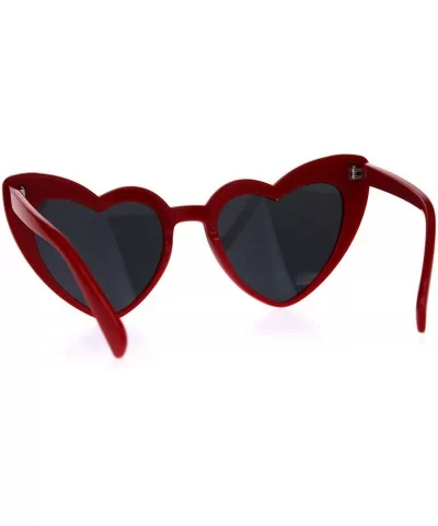 Womens Mod Heart Shape Plastic Funk Sunglasses - Red Black - CV180ZAN0LY $8.72 Round