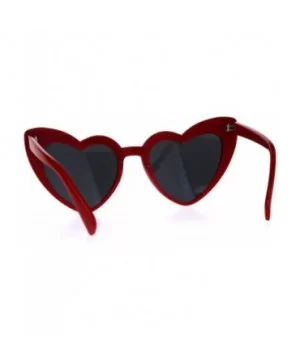 Womens Mod Heart Shape Plastic Funk Sunglasses - Red Black - CV180ZAN0LY $8.72 Round