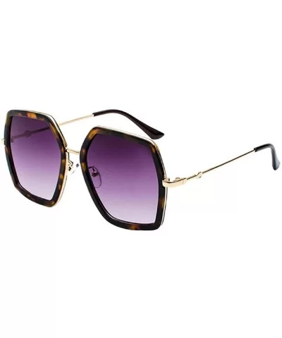 Women's Metal Oversized Sunglasses Square Frame Sun Glasses Flat Lens Retro Heart Sunglasses - Purple - CI18U84UGCX $7.37 Square