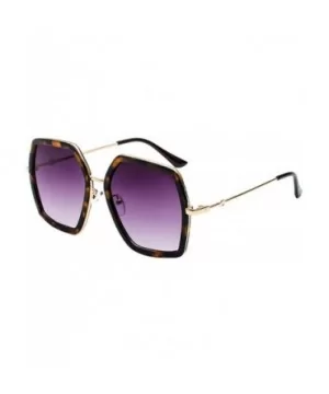 Women's Metal Oversized Sunglasses Square Frame Sun Glasses Flat Lens Retro Heart Sunglasses - Purple - CI18U84UGCX $7.37 Square