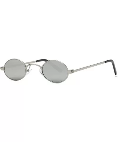 Sunglasses Small Round Metal Frame Oval Candy Colors Unisex Sun Glasses K0577 - Silver - CR18CEGQYCS $6.80 Round