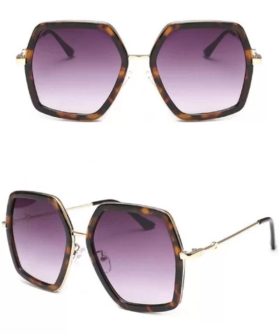 Women's Metal Oversized Sunglasses Square Frame Sun Glasses Flat Lens Retro Heart Sunglasses - Purple - CI18U84UGCX $7.37 Square