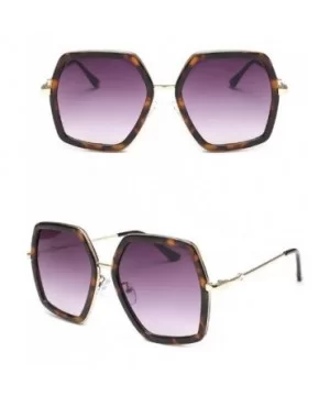 Women's Metal Oversized Sunglasses Square Frame Sun Glasses Flat Lens Retro Heart Sunglasses - Purple - CI18U84UGCX $7.37 Square