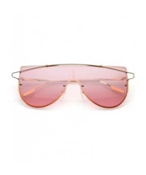 Futuristic Rimless Metal Crossbar Colored Mono lens Shield Sunglasses 64mm - Gold / Pink - CA186TNKR50 $12.54 Rimless