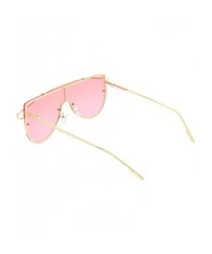 Futuristic Rimless Metal Crossbar Colored Mono lens Shield Sunglasses 64mm - Gold / Pink - CA186TNKR50 $12.54 Rimless