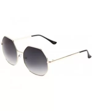 Geometric Rounded Corner Polygon Sunglasses - Smoke Gold - CV190869YTI $13.24 Butterfly