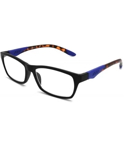 Double Injection Lightweight Reading Glasses Free Case - Z1 Matte Black / Tortoise Blue - C418YTMKUX6 $17.21 Rectangular