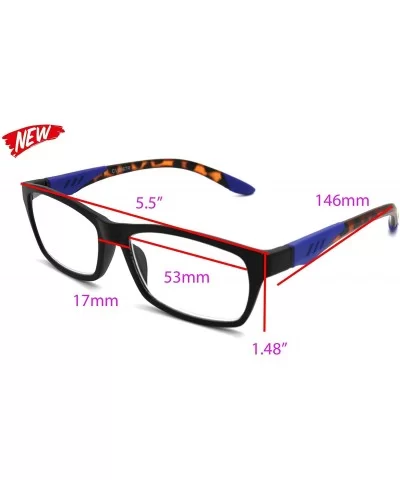 Double Injection Lightweight Reading Glasses Free Case - Z1 Matte Black / Tortoise Blue - C418YTMKUX6 $17.21 Rectangular