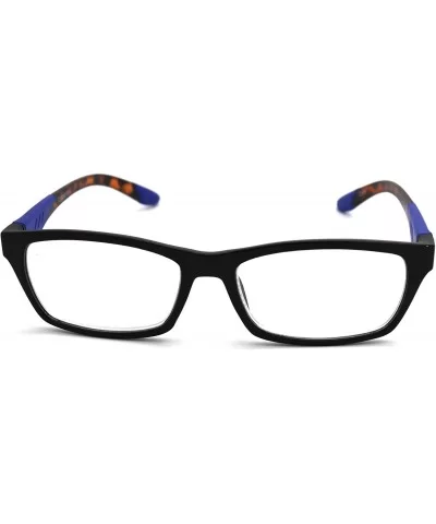 Double Injection Lightweight Reading Glasses Free Case - Z1 Matte Black / Tortoise Blue - C418YTMKUX6 $17.21 Rectangular