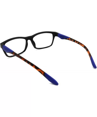 Double Injection Lightweight Reading Glasses Free Case - Z1 Matte Black / Tortoise Blue - C418YTMKUX6 $17.21 Rectangular