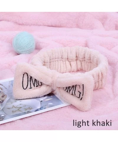 Soft Bath Wash Face Girls Hairband Hair Accessories Headwear Letter Dark Khaki - White - CW18YQURK23 $7.86 Aviator