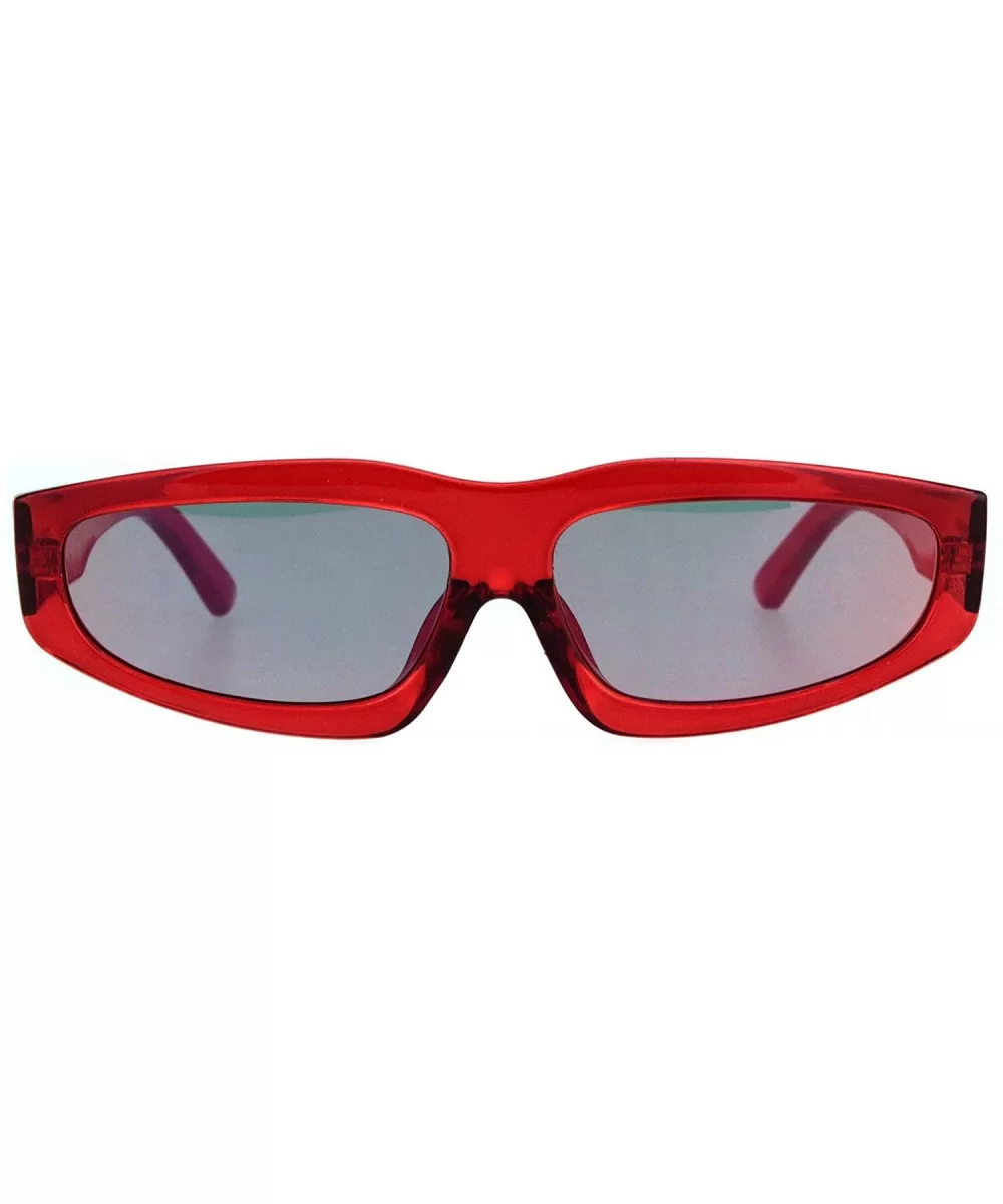 Triangle Lens Narrow Retro Futurism Plastic Mod Sunglasses - Red - CL18K3YTTU2 $11.82 Rectangular