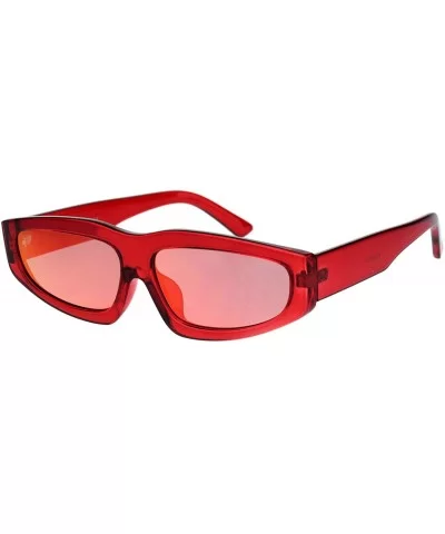 Triangle Lens Narrow Retro Futurism Plastic Mod Sunglasses - Red - CL18K3YTTU2 $11.82 Rectangular