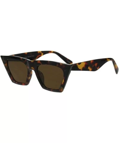 Womens Futuristic Squared Flat Top Cat Eye Goth Retro Mod Sunglasses - Tortoise Brown - CB18GEQMDEU $6.16 Cat Eye