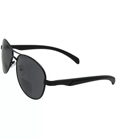 Aviator Bifocal Sunglasses B117 - Black Frame Gray Lenses - CA1927EHQK7 $15.61 Aviator