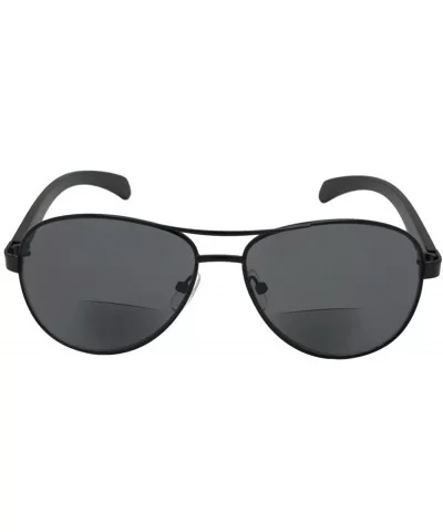 Aviator Bifocal Sunglasses B117 - Black Frame Gray Lenses - CA1927EHQK7 $15.61 Aviator