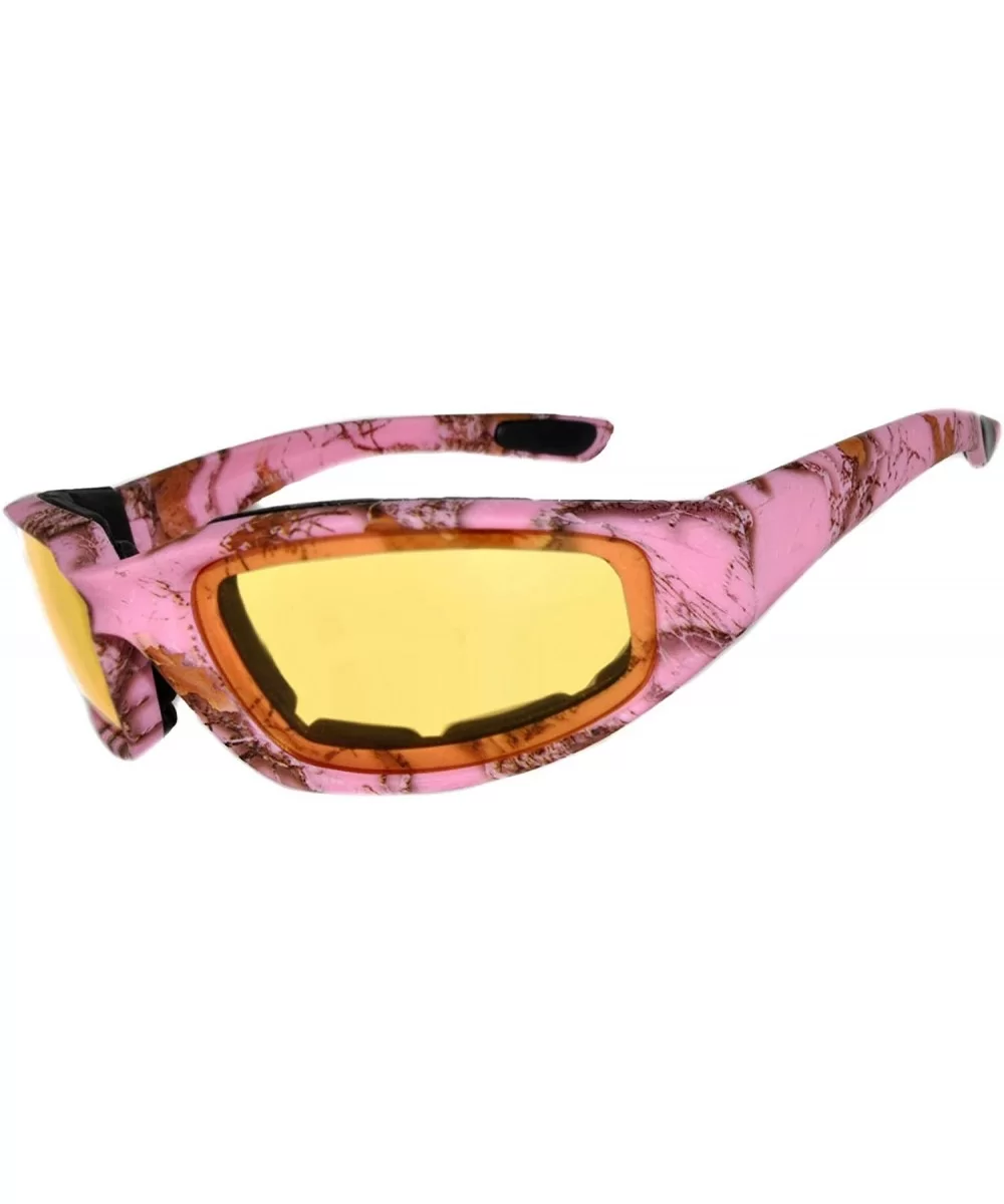 Motorcycle Camouflage Padded Foam Sport Glasses Polarized High Definition Colored Lens - Yellow Lens - CW182GSWDLX $8.78 Sport