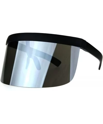 Extra Oversize Visor Style Huge Mask Color Mirror Funky Sunglasses - Silver Mirror - CV184HDNSO0 $11.54 Oversized